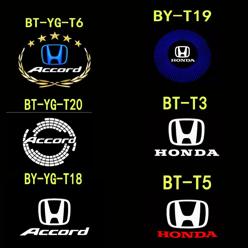 2 Honda Accord welcome lights, 9th, 10th, and 11th generations, 2003-2022 door projection light modification accessories