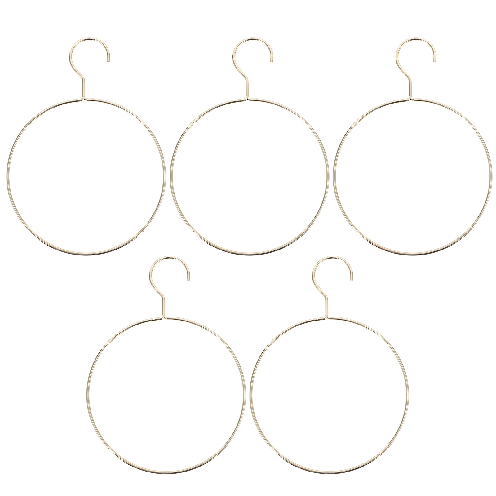 5pcs Round Clothes Hangers Iron Round Hangers Creative Scarf Hangers Metal Round Hanger (Golden)