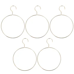 5pcs Round Clothes Hangers Iron Round Hangers Creative Scarf Hangers Metal Round Hanger (Golden)