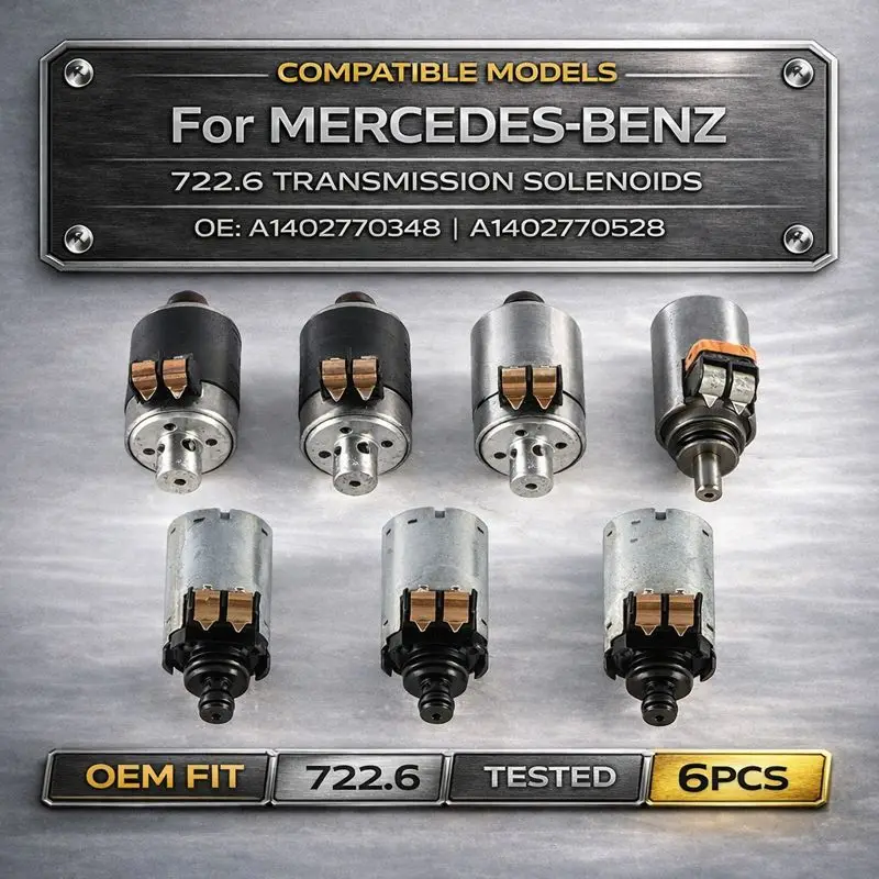 

6PCS Transmission Solenoids for Mercedes Benz 722.6 5 Speed Automatic S E C CLK ML SL SLK Sprinter Tested OE 7226 Auto Parts