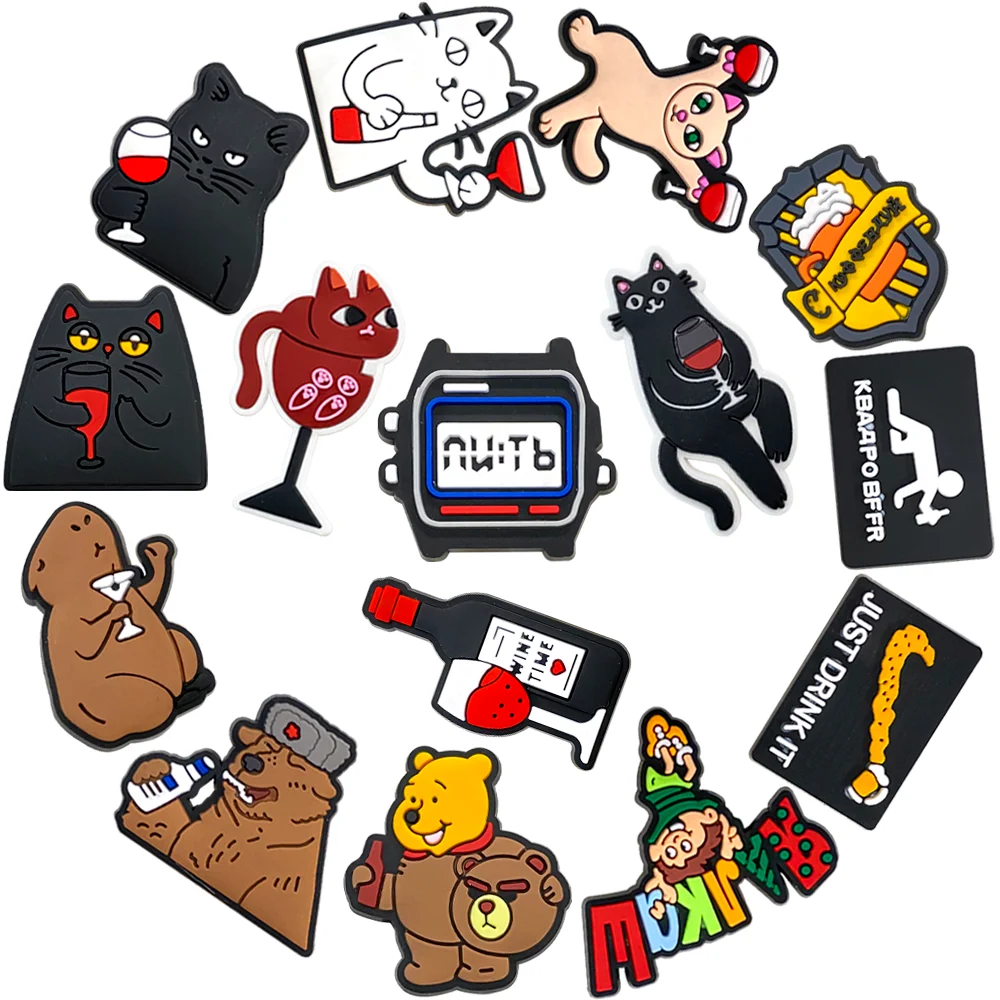 1Pcs Red Wine Series Shoe Charms Cute Shoe Accessories Charms for Sandals Decoration Buckle Kids Friends Gifts