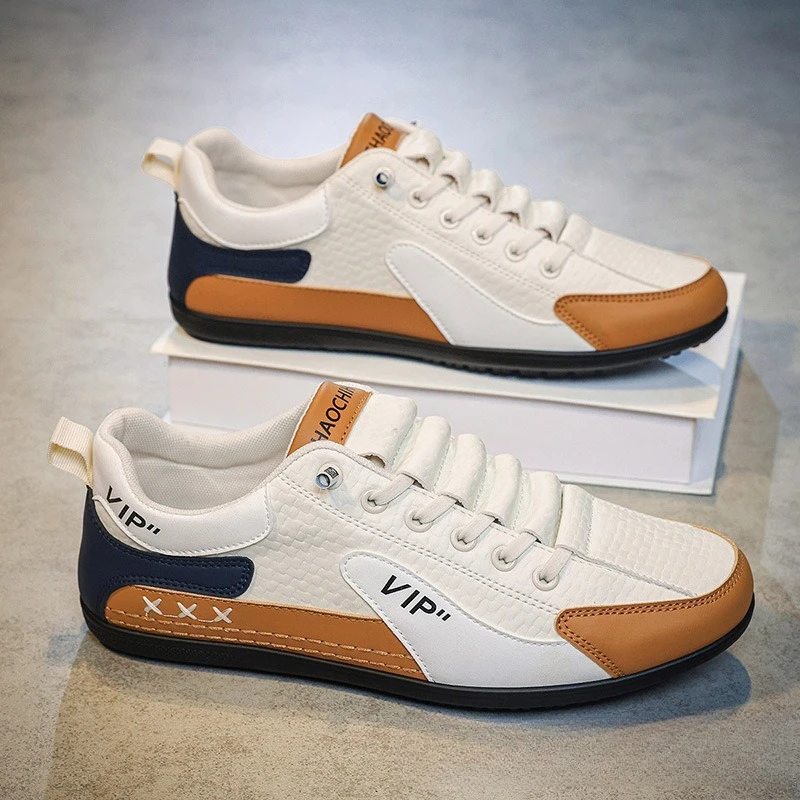 

Trend 2025 New Men's Shoes Leather Fashion Low-top Men's Casual Shoes Lightweight Outdoor Walking Comfortable Soft Flat Sneakers