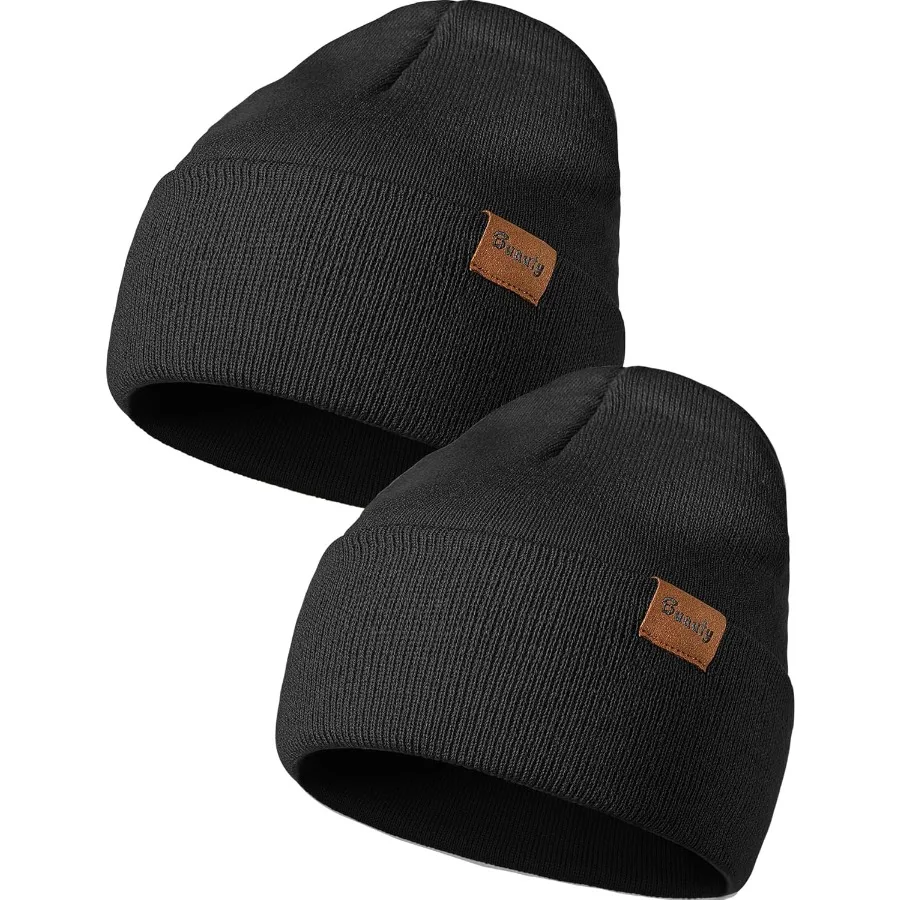 

Beanie Hats for Men Women Knit Winter Hat Warm Skull Stocking Cap Striped Snow Hat Heated Cuffed Beanie