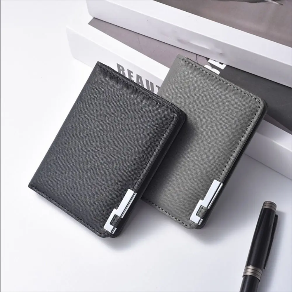 New PU Leather Retro Men's Wallet Two-Fold Orange Black Grey White Multiple Pockets Ultra Thin ID Card Holder Credit Card