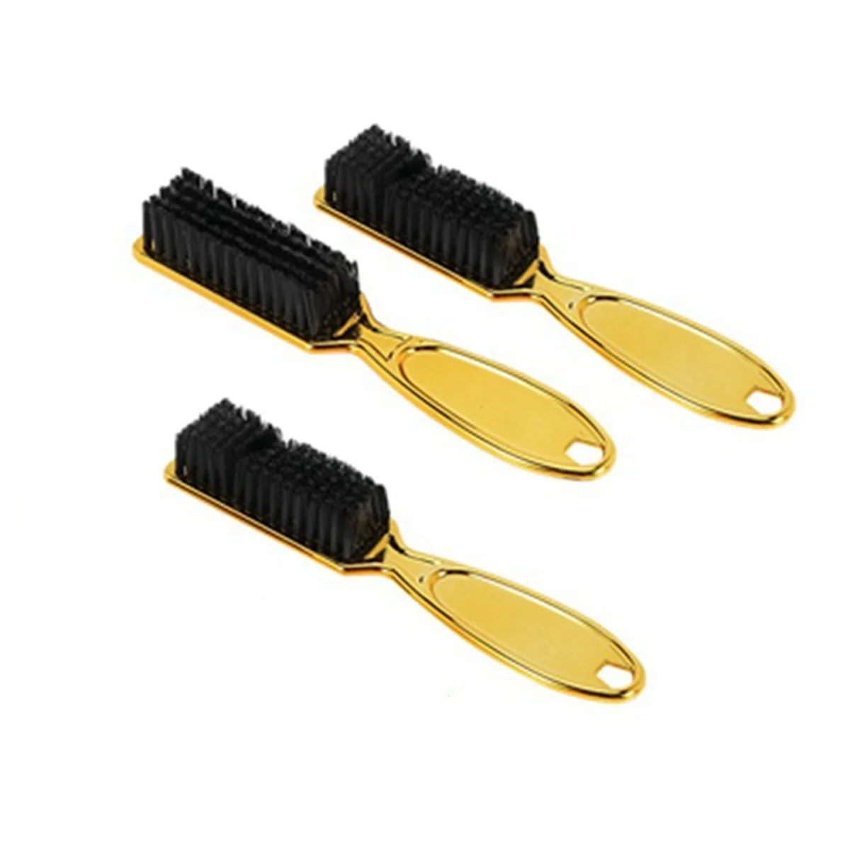 Fade Brush Comb Scissors Cleaning Brush Barber Shop Skin Fade Vintage Oil Head Shape Carving Cleaning Brush Gold 3PC