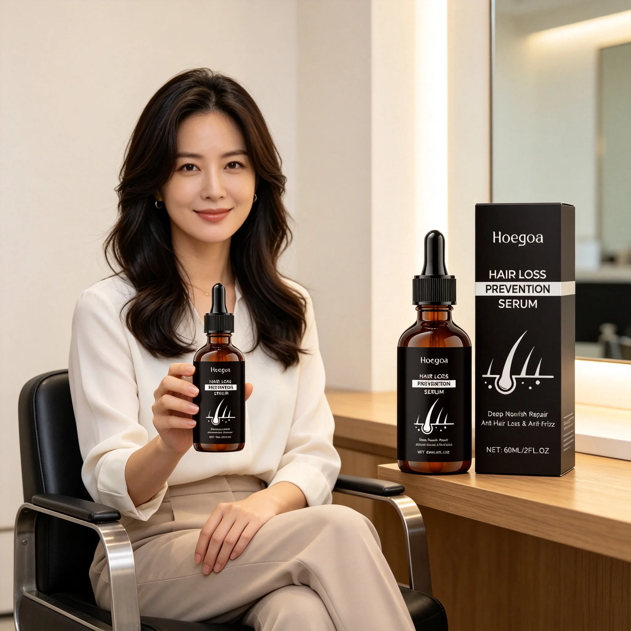 Hoegoa Thick Hair Growth Serum for Woman & Man Strengthening Hair Root Scalp Care Rosemary Anti Hair Loss Prevention Serum 60ml