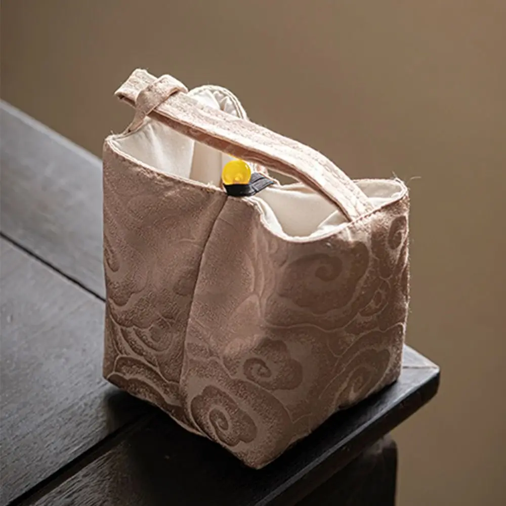 

Chinese Style Embroidered Handbag Flower Print Handbag Tea Tools Storage Bag Small Item Pouch Cheongsam Accessories