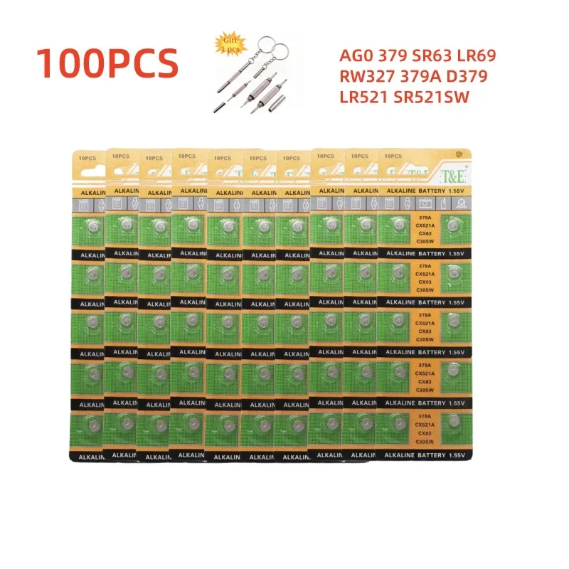 

10-100PCS Battery AG0 379 SR63 LR69 LR521 379A 1.5V Button Batteries For Watch Toys Remote SR521SW D379 RW327 Cell Coin