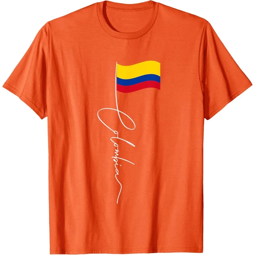 เสื้อยืดลายธงชาติโคลอมเบีย ดีไซน์ย้อนยุค เสื้อยืดลำลองสำหรับผู้ชายและผู้หญิง สวมใส่สบายในชีวิตประจำวัน คอกลม แขนสั้น ผ้าฝ้าย