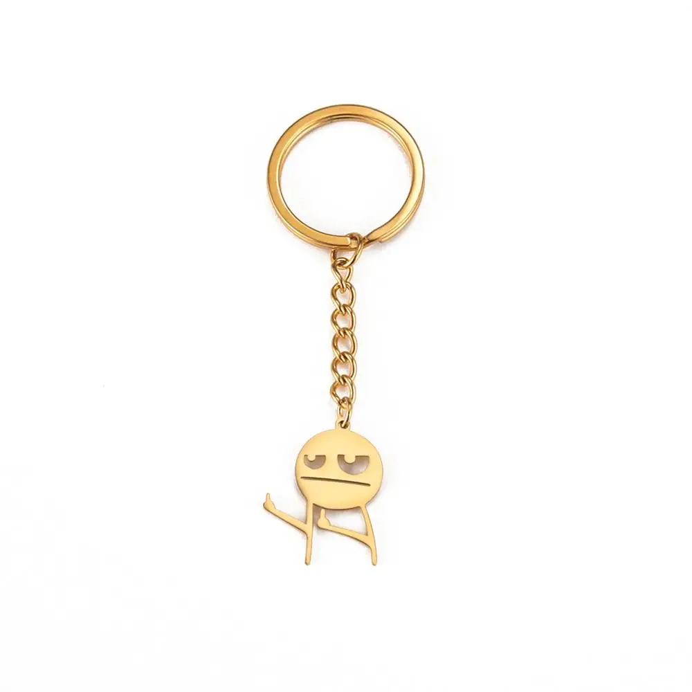 Funny Middle Finger Stickman Keychain Interesting Bag Pendant Match People Keyring Metal Personality Car Key Chain Ring Trinket