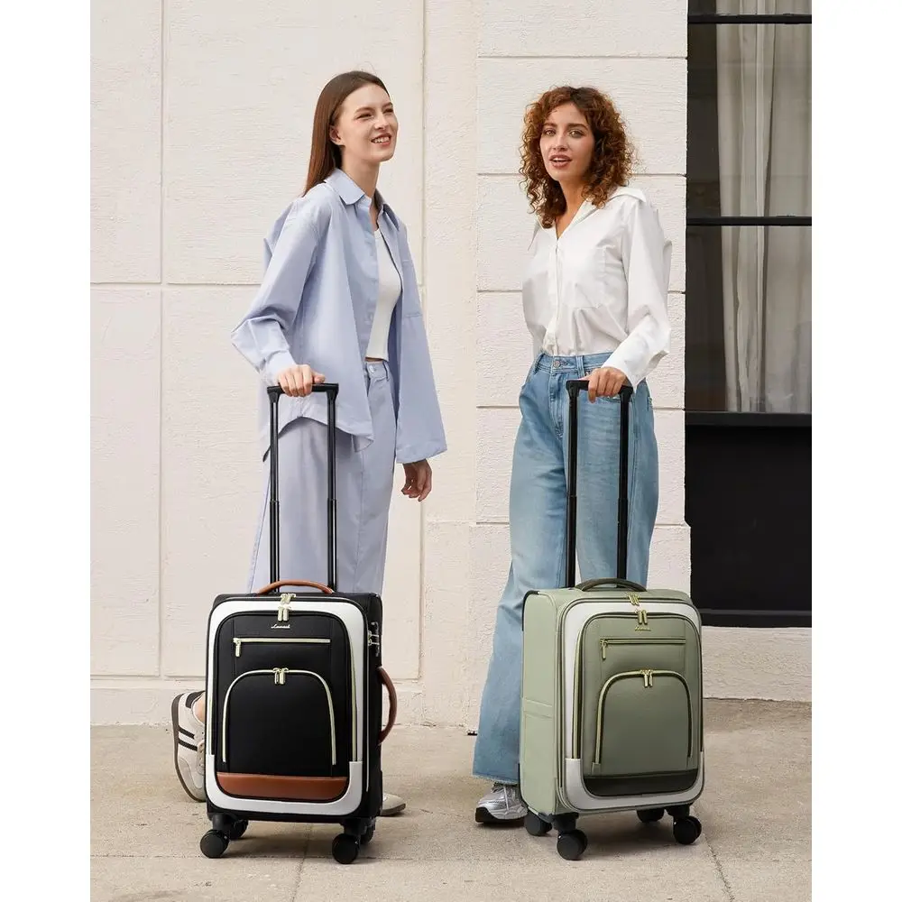 22 Inch Airline Approved Large Softside Spinner Suitcase with TSA Lock, 49L Capacity for Travel