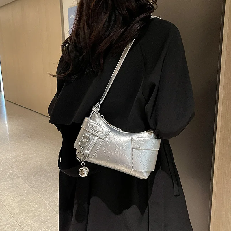 

2025 New Women's Classic Crossbody Bag Soft PU Leather Handheld Letter Pattern Shoulder Bag High Beauty Underarm Bag Trendy