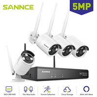 SANNCE 5MP WiFi CCTV System 10CH NVR Two Way Audio Security Camera System Video Surveillance Kit Outdoor Wireless IP Cameras