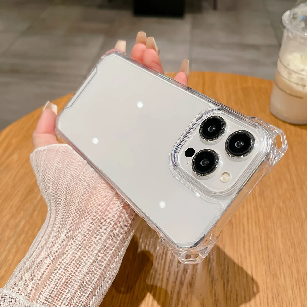 Luxuriöse, stoßfeste, klare Handyhülle für iPhone 17, Air 16, Pro Max, 15, 14, 13, 12, 11, Pro Max, Fundas, harte Stoßstange, transparente Rückseite