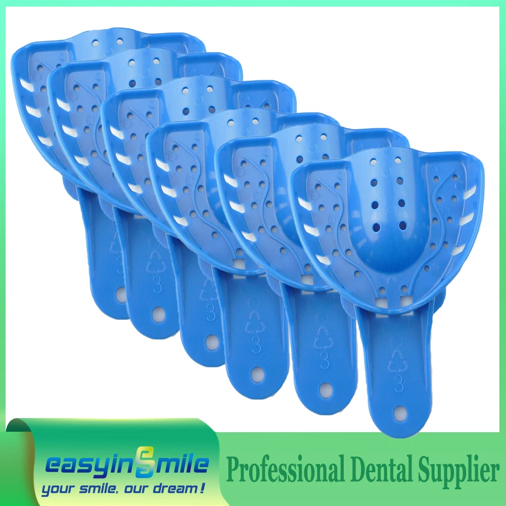 

6pcs/pack Dental Impression Tray Perforated Plastic Orthodontic Impression Tray Upper Lower Anterior S M L XL Durable