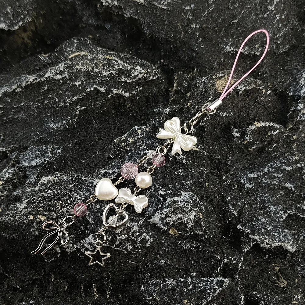 Pendentif perlé, chaîne de téléphone à la mode, porte-clés, sangle de téléphone portable, breloques décoratives perlées pour sac à main, porte-clés de téléphone portable