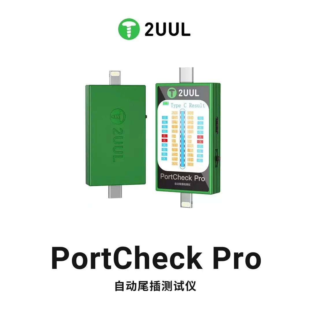 2UUL PW31 Portable Tail Plug Dock Connector Tester for Phone, Type-C Lighting, Automatic Scanning Detection Repair Tool