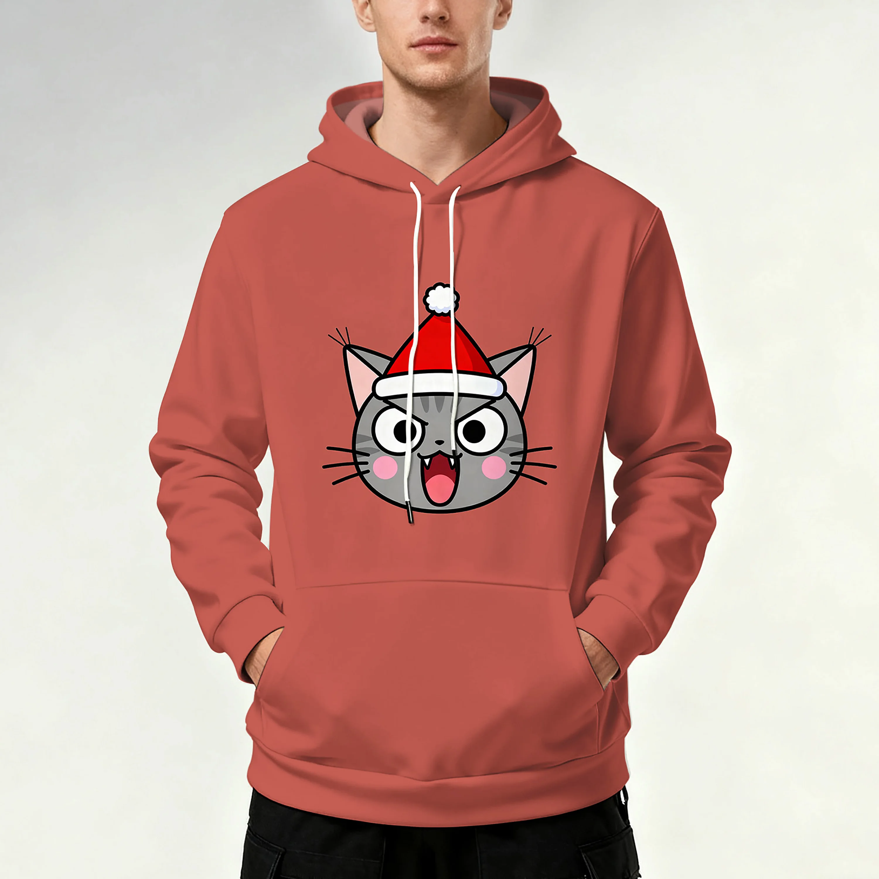 New Autumn/Winter Men's Printed Hoodie with Christmas Elements, Festive & Ritualistic, Stylish, Trendy, Perfect for Daily Wear,