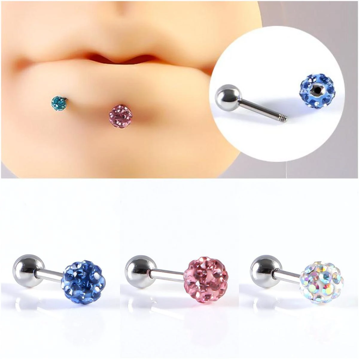 Titanium alloy earrings, soft ceramic ball lip ring, human puncture accessory