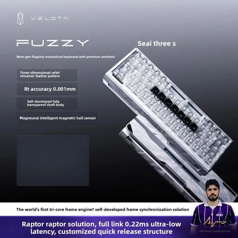 ATK VELOTA Keyboard FUZZY 60 V2/63 V2 Magnetic 8K Gasket Aluminum Alloy RT 0.001mm Low Latency High-End Wired Game Keyboard