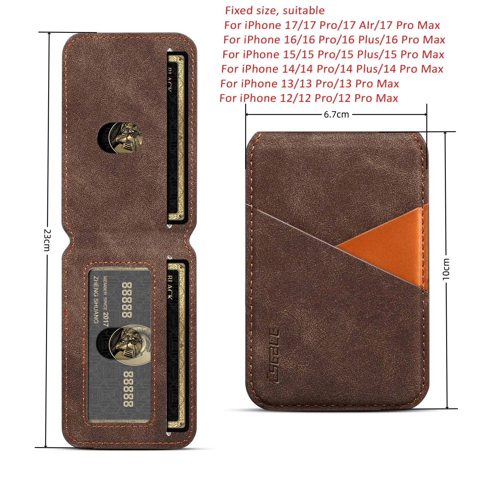 Odpinany skórzany portfel z magnetycznym uchwytem na telefon kompatybilny z MagSafe do iPhone'a 17 Air 16 15 14 Plus 13 12 Pro Max, funkcja podstawki, etui na karty bankowe i identyfikacyjne.