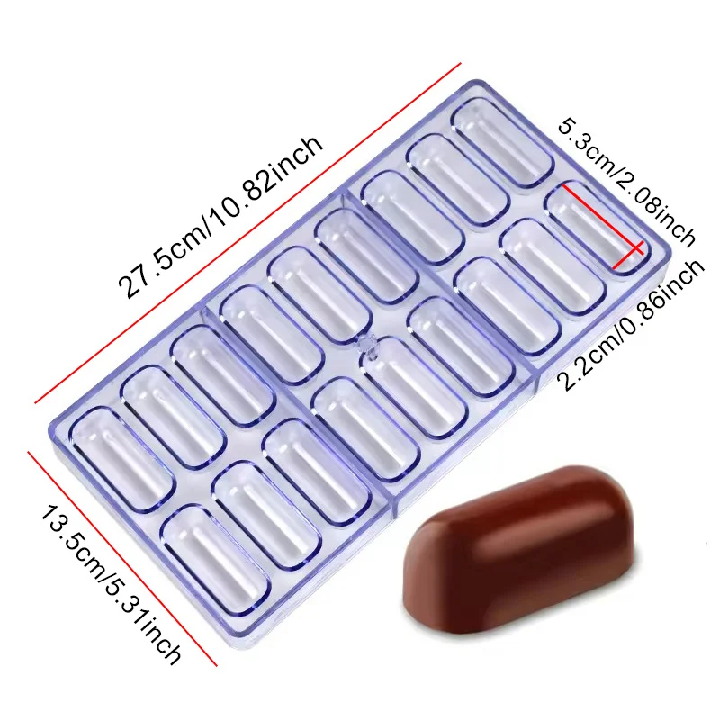 1PC 18 Cavity Oval Chocolate Mold, Polycarbonate Candy Mould Tray for DIY Baking & Dessert Making ZYF