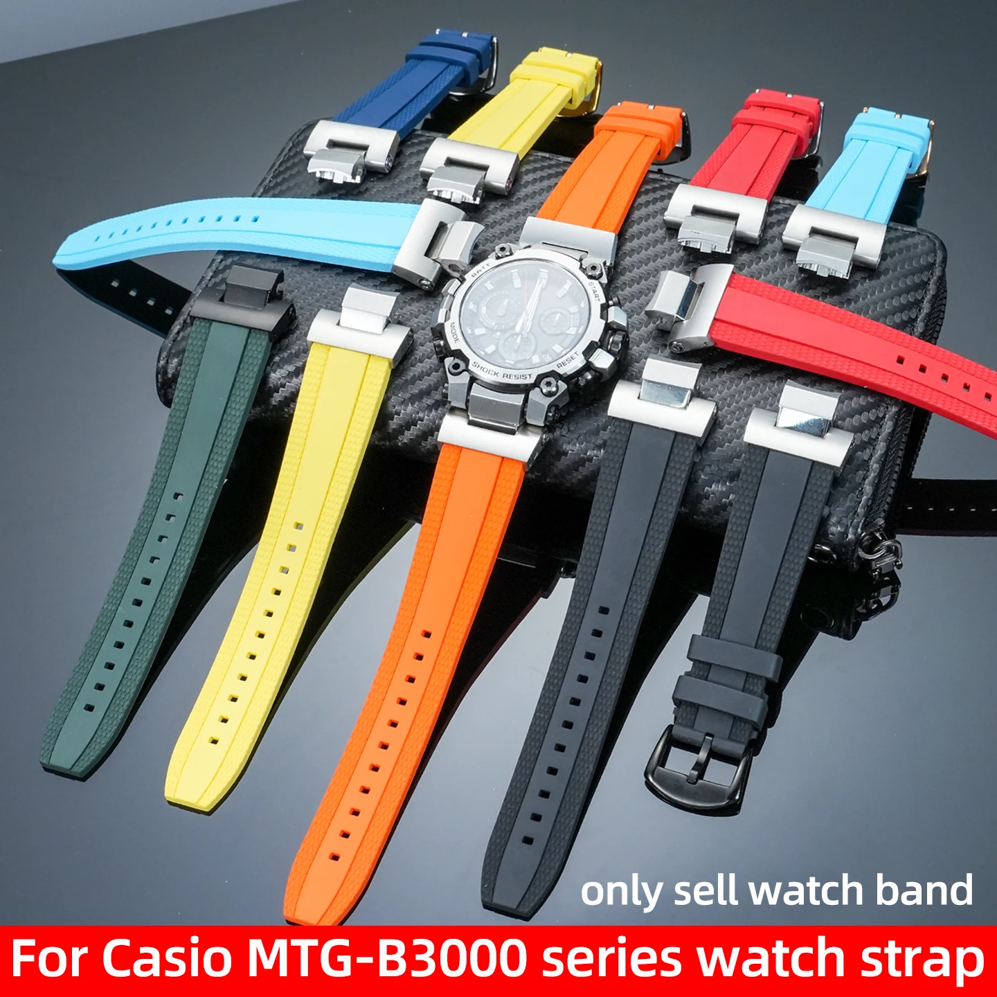 Untuk Casio G-SHOCK 5672 MTG-B3000 Tali Jam Tangan Modifikasi FKM Pria Lepas Cepat Tali Jam Karet Fluorin Gelang Olahraga Aksesoris