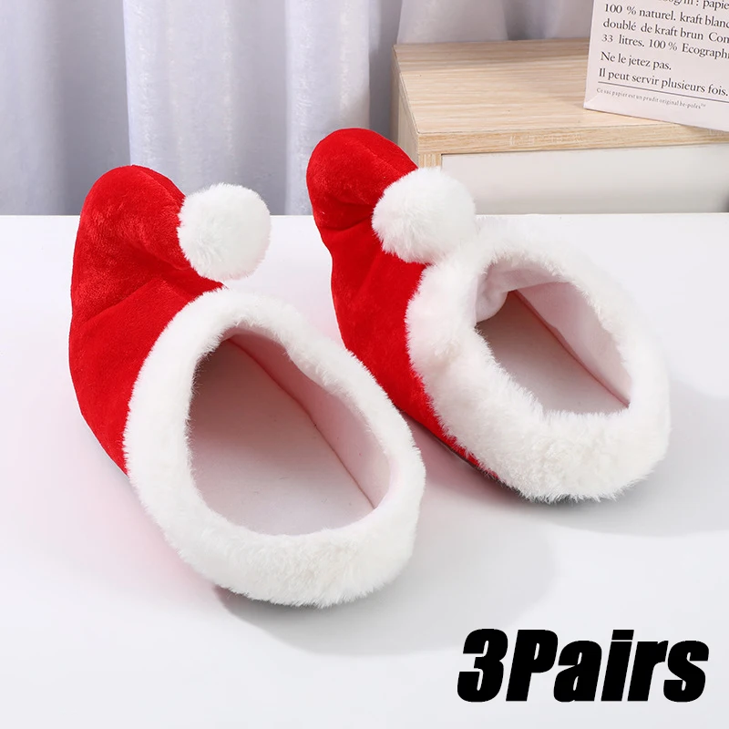 3 paia di pantofole natalizie pantofole di babbo natale pantofole calde addensate invernali scarpe da elfo dei cartoni animati pantofole con