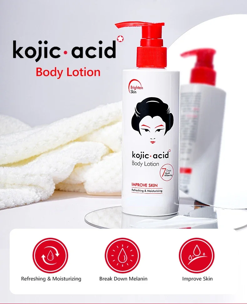 Kojic acid Whitening Skin Lightening Body Lotion Bleaching Cream Retinol A & Vitamin E Dark Spot Treatment for Women 230ml