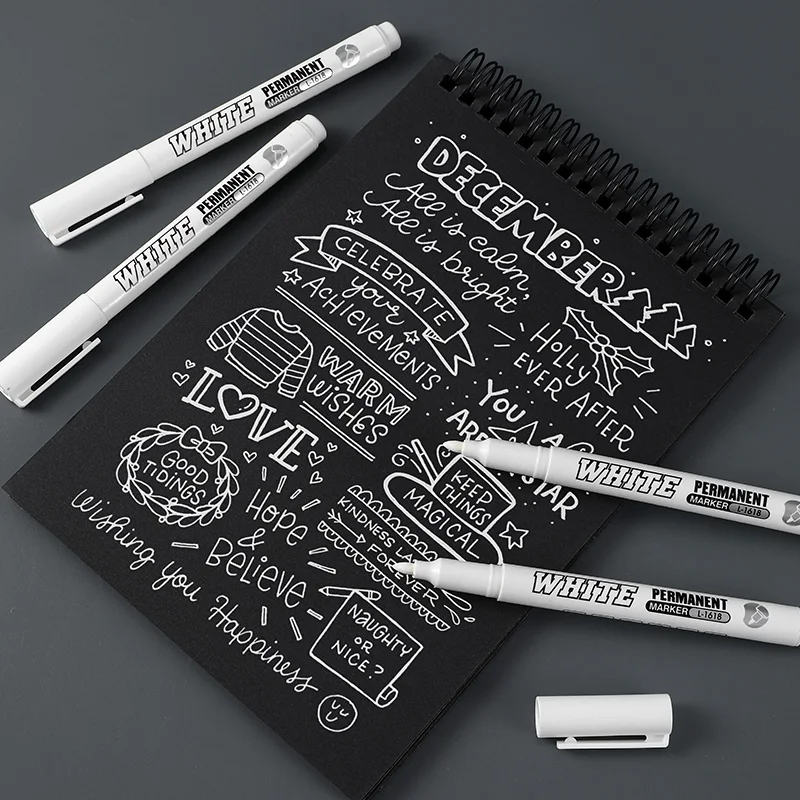 새로운 1/2/3PCS 방수 금속 마커 영구 흰색 페인트 펜 세척 아트 페인팅 낙서 펜 패... - 5