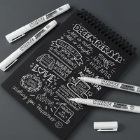 New 1/2/3PCS Waterproof Metal Marker Permanent White Paint Pen Washing Art Painting Graffiti Pens Fabric Wood Leather Marker1MM 6