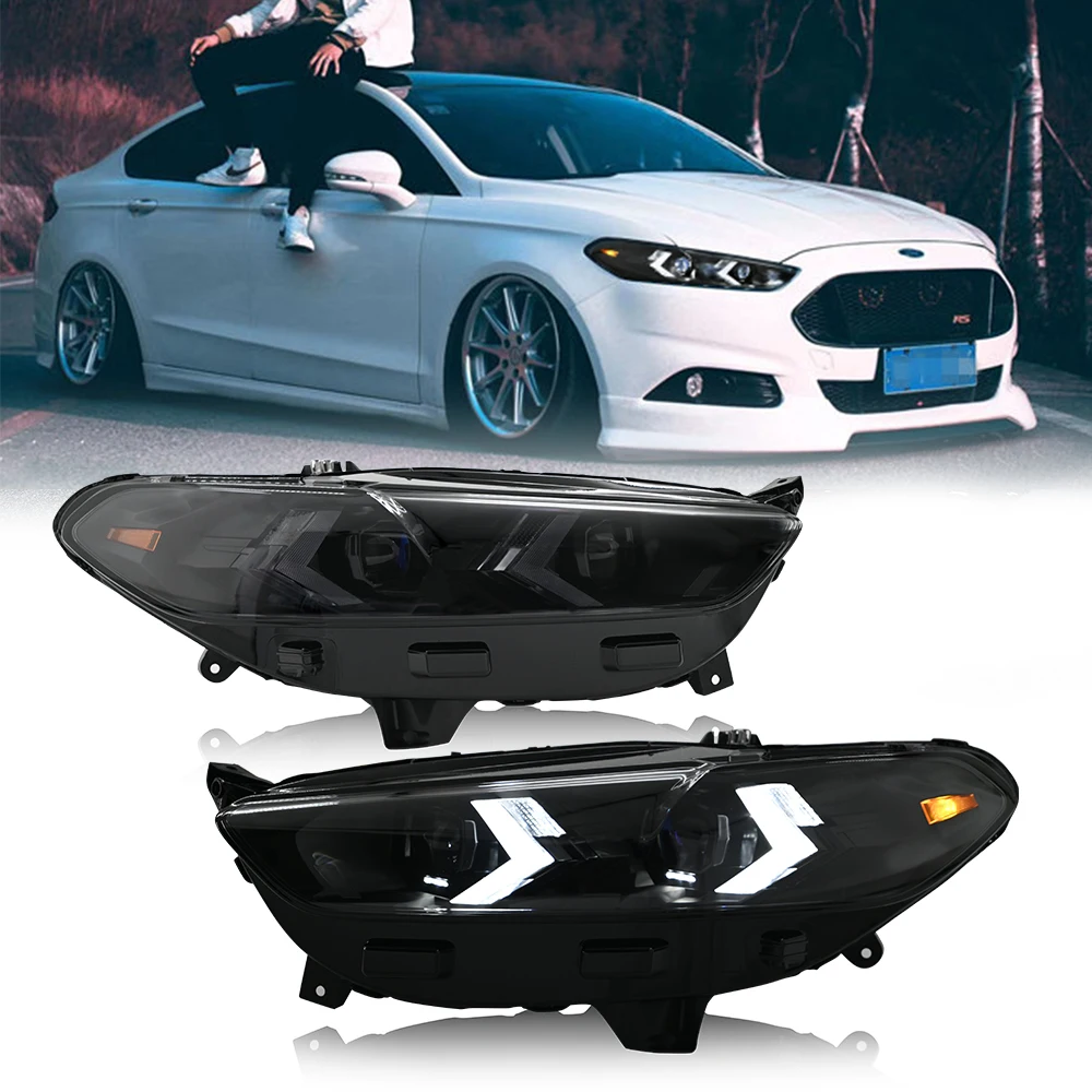 

Светодиодные фары для Ford Fusion/Mondeo 2013-2016, проектор без демонических глаз, автомобильные аксессуары, фары в сборе