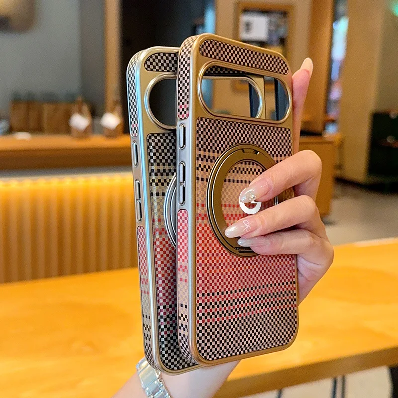 حافظة أعمال مغناطيسية من ألياف الكربون لهاتف جوجل بيكسل 10 برو XL 9 9A 360 ° غطاء حماية مطلي مضاد للسقوط ودعامة دوارة #4