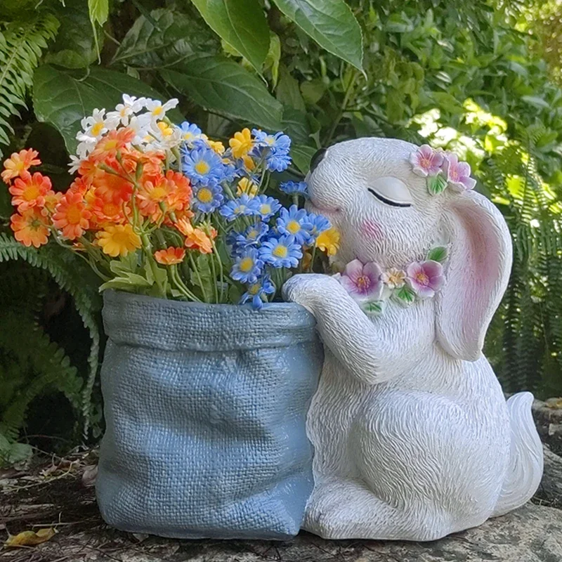 

Outdoor Garden Flower Pots Cartoon Rabbit Pots For Plants Creative Personality Stand For Flowers Succulent Potted Home Garden