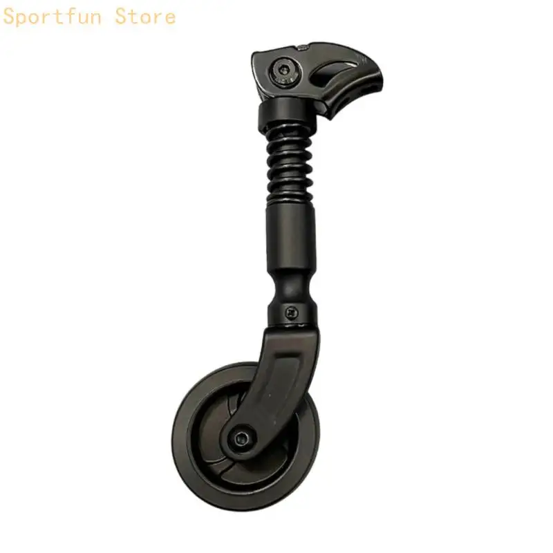 ABS Cycle Balance Aid Wheel for Parking and Everyday Use, Pivoting Support Accessory with Storage Carry Form, Black Finish for