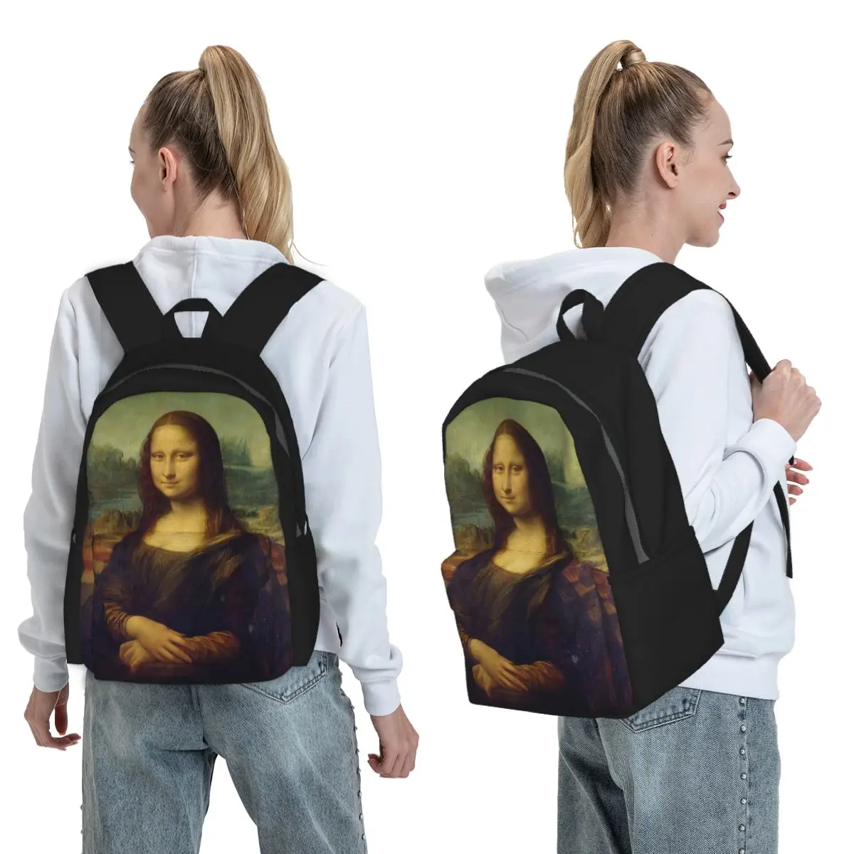 

Mona Lisa By Leonardo Da Vinci Backpack Student BookBag Kids School Bag Computer Shoulder Bags for Men Women