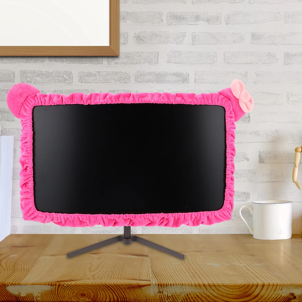 2pcs Computer Monitor For 20-32 Inch Elastic Dust Cartoon Cover Case Heat Dissipation Protection Pink Monitor Cover