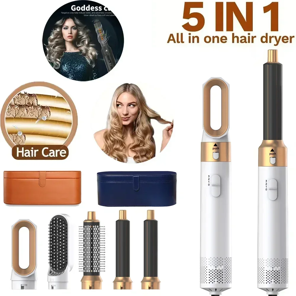 5 In 1 Hair Dryer Comb Set Professional Hot Air Styler For Hair Curling Straightening And Volumizing At Home hair curler image 6