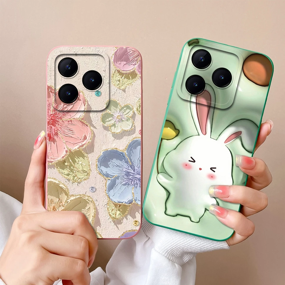 Phone Case For OPPO Realme C61 C63 Lovely Cartoon Panda Pattern Soft Liquid Silicone Shockproof Protective Back Cover Funda Capa