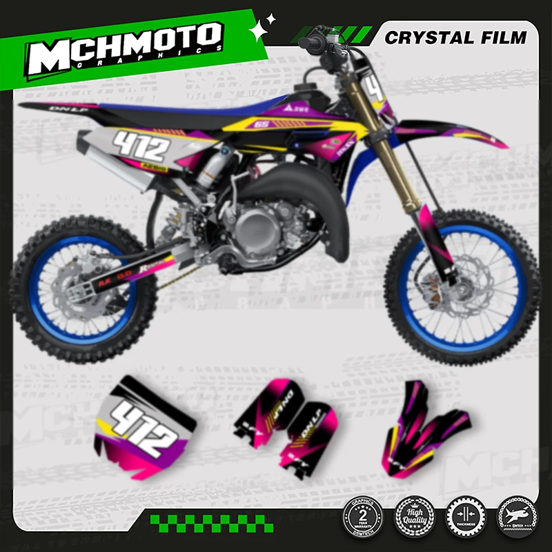 

MCHMFG For YAMAHA 2018 2019 2020 2021 2022 2023 YZ65 Full Set Graphics Background Decal Stickers Kits Number Name Custom