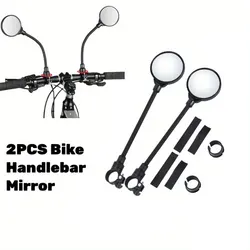 2PCS Bike Mirror Bike Handlebar Rearview Mirror Rotatable And Adjustable Wide Angle Rear View Shockproof Convex Mirror Universal