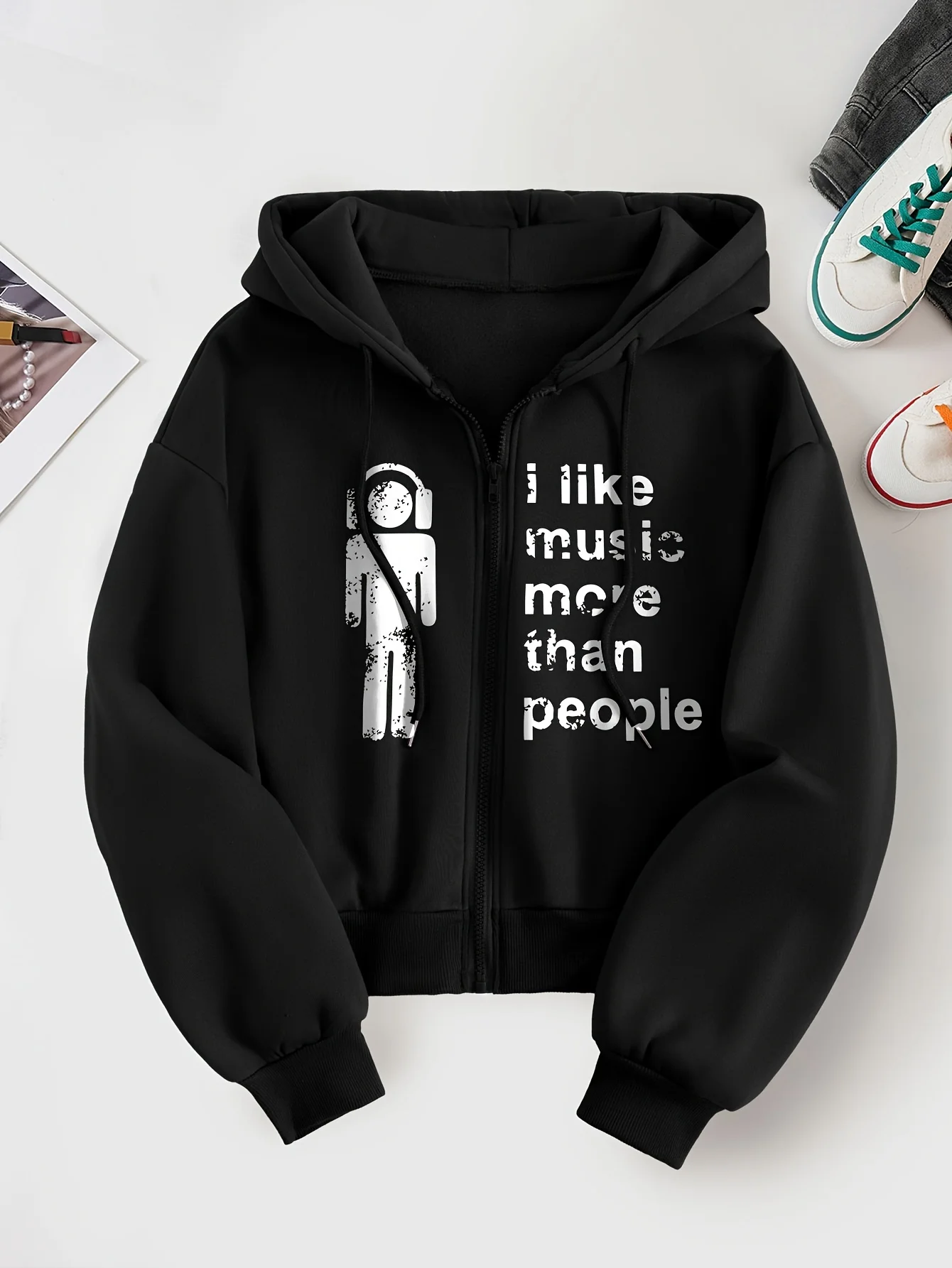 Casual Hooded Zip-Up Cardigan Sweatshirt for Women, Women's Zip-Up Cropped Hooded Cardigan Top