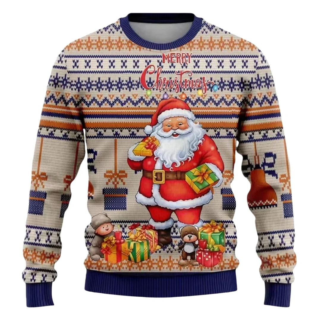 3D طباعة مضحك سانتا كلوز عيد الميلاد بلوزات للرجال والنساء طويلة الأكمام جولة الرقبة عارضة البلوز البلوز هوديي قمم