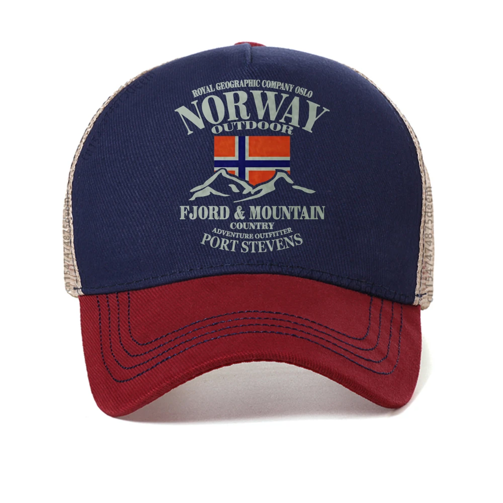 

Summer Norway Flag Fjord Mountain baseball cap Crazy Men Breathable Trucker hat fashion casual adjustable sun hats mesh cool cap