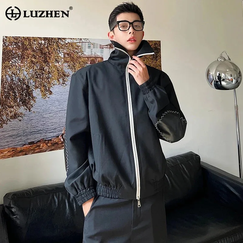 

LUZHEN Original Niche Design Men's Jacket 2024 Spring Fashion Loose Double Zipper High Street Trendy Splicing Outerwear LZ2939