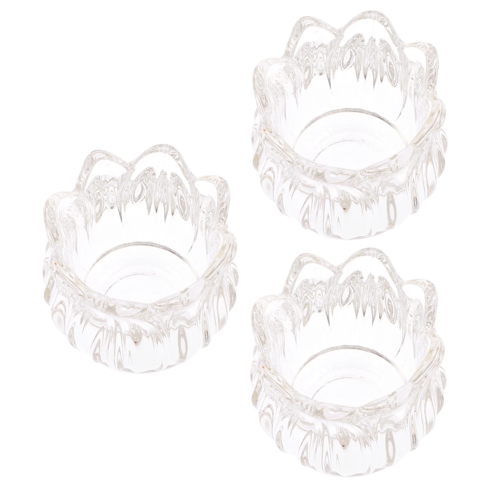 

3Pcs Crystal Glass Holders Flower Shape Decorative Candlestick Romantic Home Wedding Yoga Room Centerpiece