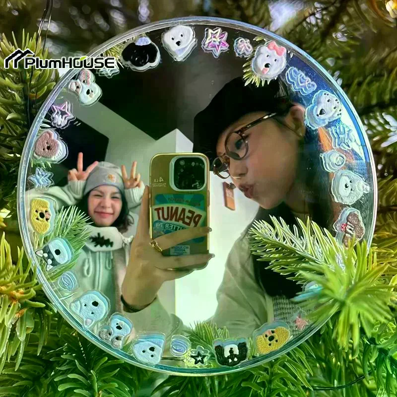 Round Convex Mirror Travel Selfie Photo Props High-definition Mirror Portable Makeup Mirror Handheld Photography Mirrors