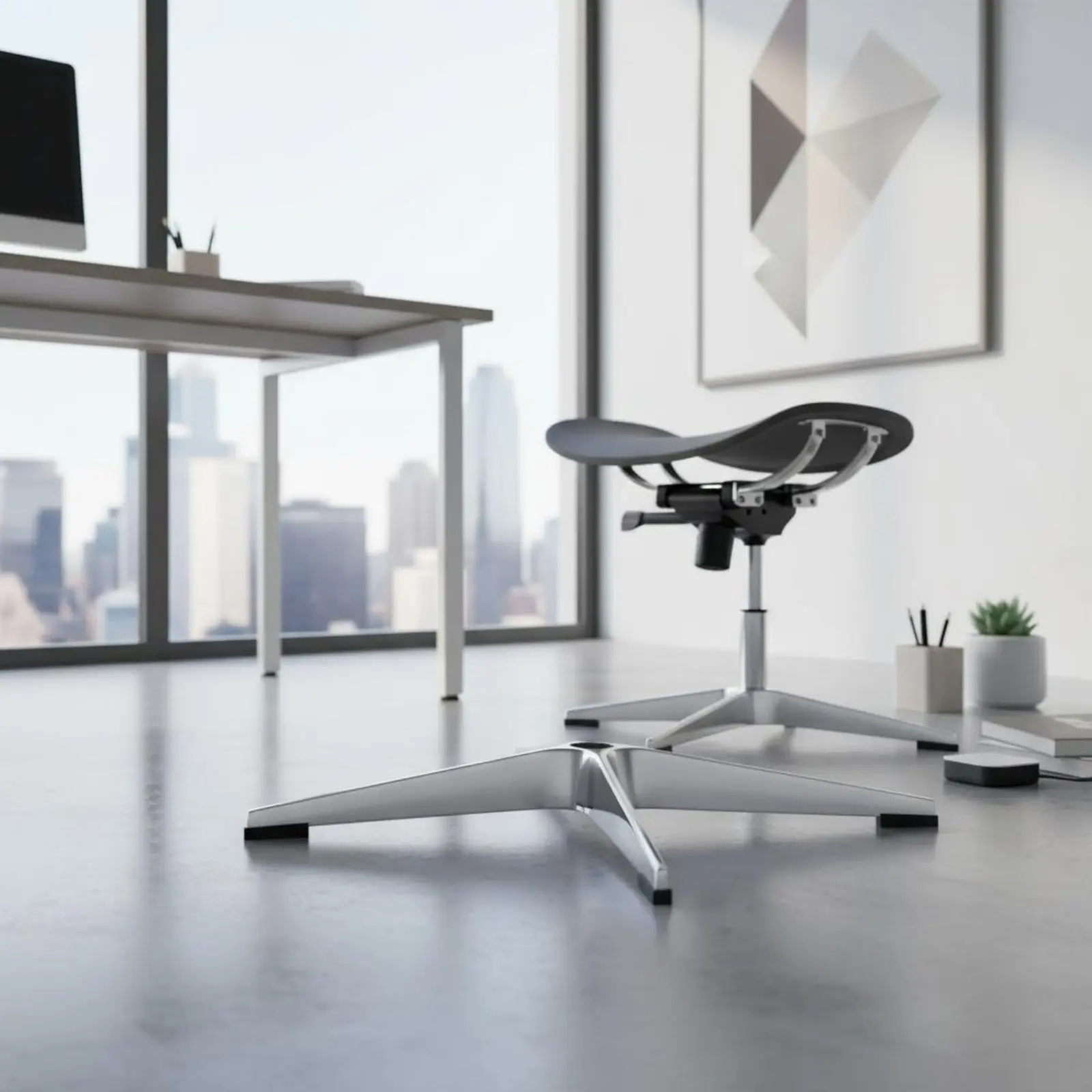 

Office Chair Radial Base Long-Lasting Metal Construction Computer Chair 5 Leg Base Even Finish Height Adjustable