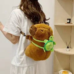 Kawaii Capybara Backpack for Women Girls Versatile Cartoon Funny Capibala Crossbody Bag Large Capacity Tote Bag Kid Plush Bag