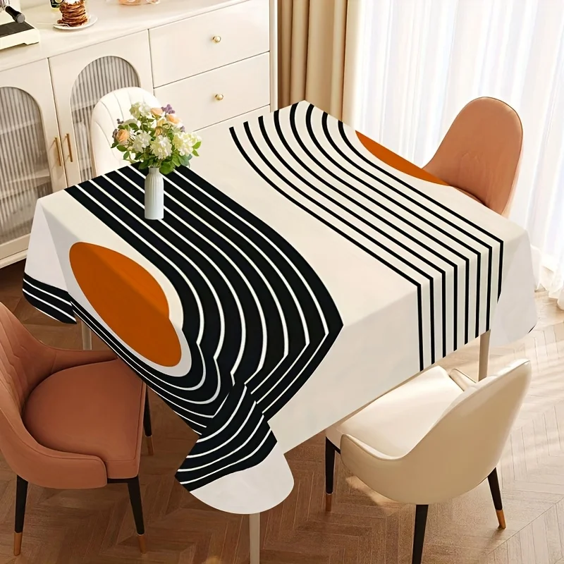 JIT + 1pc polyester tablecloth, simple geometric pattern tablecloth, woven table cover, floral flower print tableclothzyc